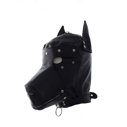Costume Party Leather Gimp Dog Hood Full Mask Bondage - SSI Championship Belts