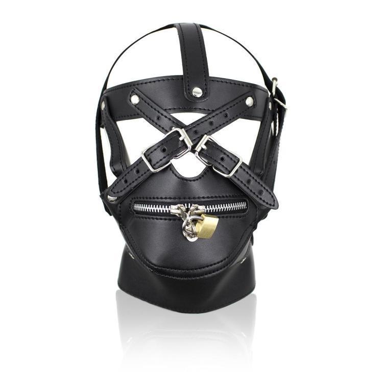 New Party Leather Gimp Head Harness Hood Mask