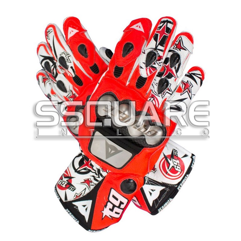 Nicky Hayden 69 MotoGP Motorcycle Racing Leather Gloves 