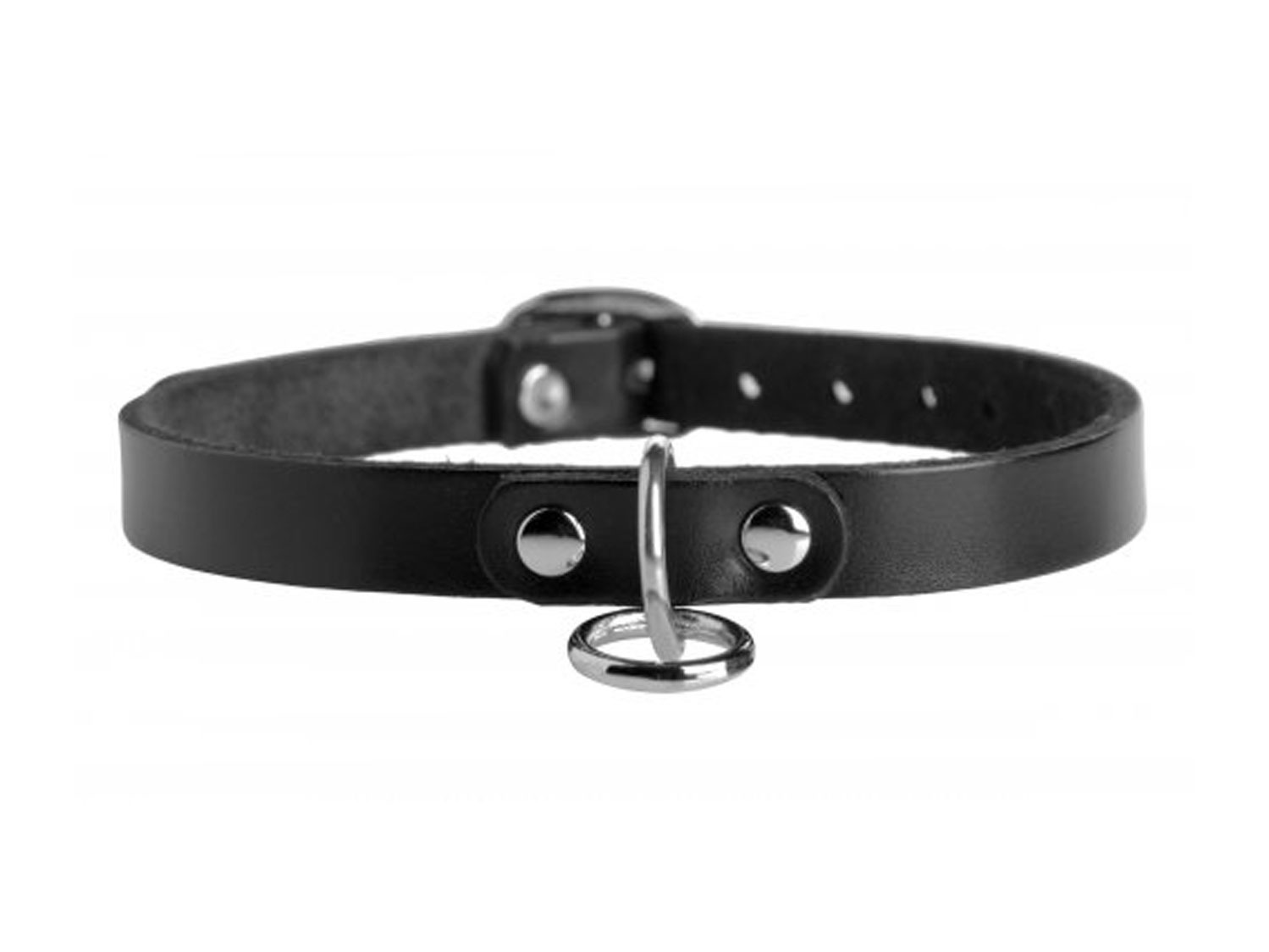 leather choker collar with o ring 2