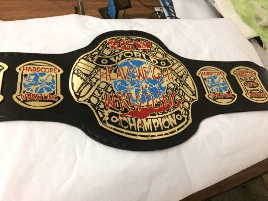 ECW World Heavyweight Wrestling Championship Belts Leather Replica Plates Adults 